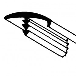 T-shaped edge banding with nose, 15 mm thick - silver - 40 m roll