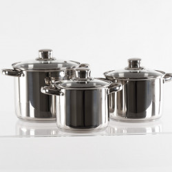 Camp4 stainless steel cookware set with glass lids - 6-piece