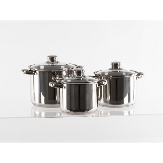 Camp4 stainless steel cookware set with glass lids - 6-piece
