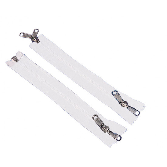 White tent zipper with double handle slider, 260cm long