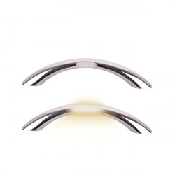 Entry handle with integrated 4200K lighting, silver/chrome glossy.