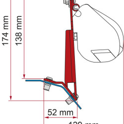 Fiamma adapter for F45, F43van and F35PRO - For Ford Custom - Left-hand drive, Length : 12 cm, colour: black