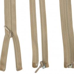 50cm zipper, separable - detachable, beige, plastic