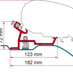 FIAMMA Adapter for roof awnings F65, F65s and F65L 400 cm - For Fiat Ducato and similar models from 2006 onwards, Left and right hand drive, Roof type: High roof, Fiat Ducato, Peugeot Boxer, Citroen Jumper from year of manufacture 07/06 high roof H2