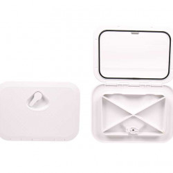 Carbest inspection hatch with locking mechanism, white, 2 locking bolts, 606x353mm