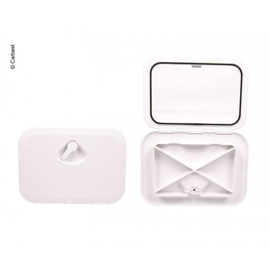 Carbest inspection hatch with locking mechanism, white, 2 locking bolts, 606x353mm