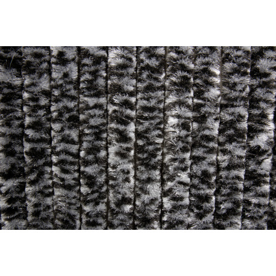 Chenille fleece curtain - 56 x 205 cm - Black / Grey