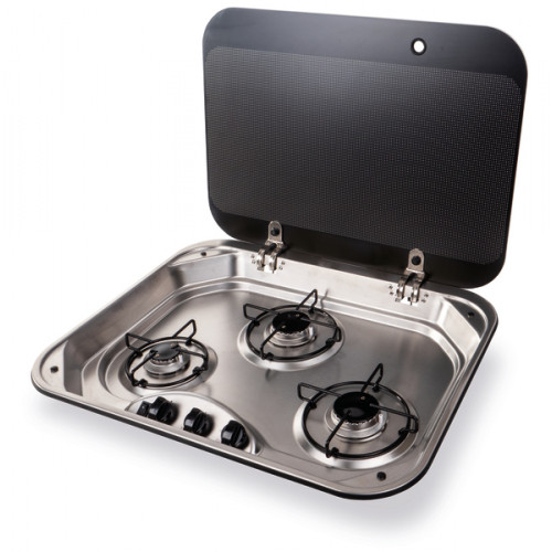 Gas cooker with glass cover