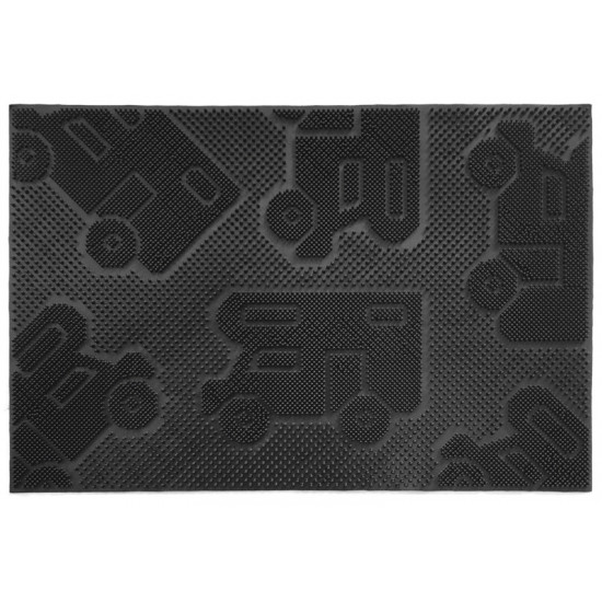 Doormat CAMPER MAT 40x60cm, black, with motif: Motorhome+Caravan