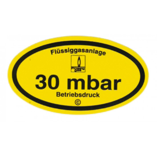"30 mbar operating pressure" sticker