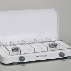 Rumba gas stove with piezo ignition and flame failure device, 2 burners - White - 30 mbar