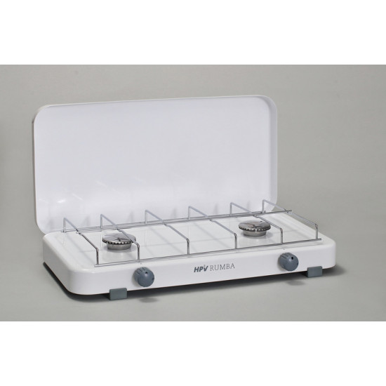 Rumba gas stove with piezo ignition and flame failure device, 2 burners - White - 30 mbar