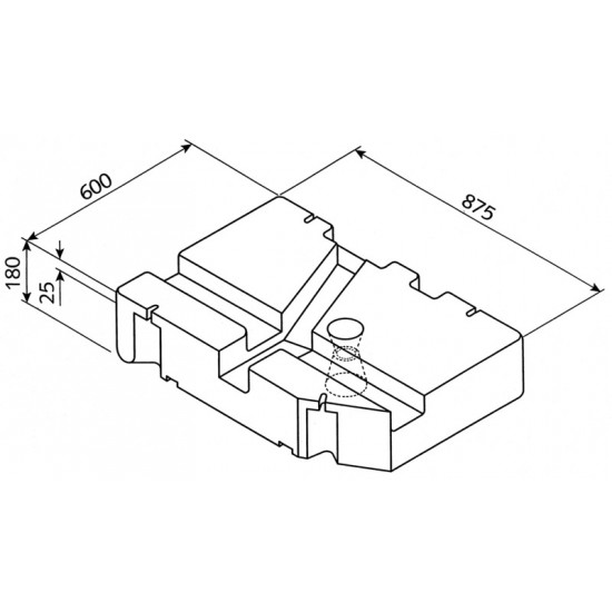 Fresh and wastewater tank for VW T4 from model year 07/1990 - 75 l - EV 1603