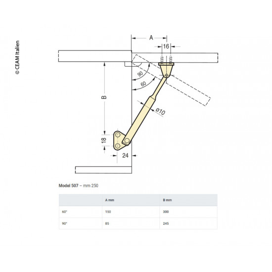 Support flap bracket 25 cm