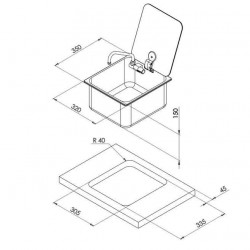 Square stainless steel washbasin with glass cover