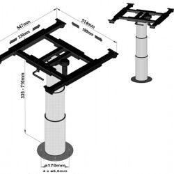 Single-column lift frame - displacement X = 180 mm & Y = 230 mm