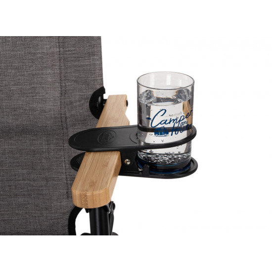 Table, glass and drink holder with clip - Black