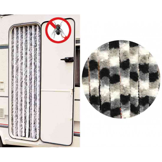 Fleece curtain 56x185 white/grey/black for motorhomes and caravans