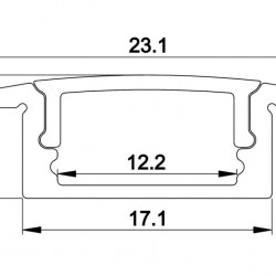 Aluminum profile for LED strips - flat - length 1.5 m