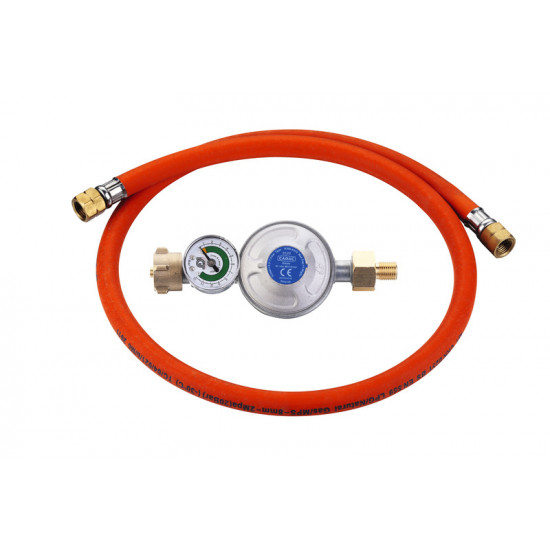 Pressure regulator for 50 mbar, with 85 cm hose for glass bottle