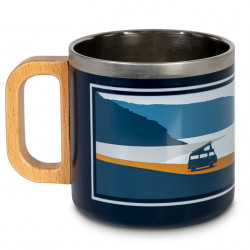 HOLIDAY TRAVEL SPIRIT stainless steel mug with wooden handle