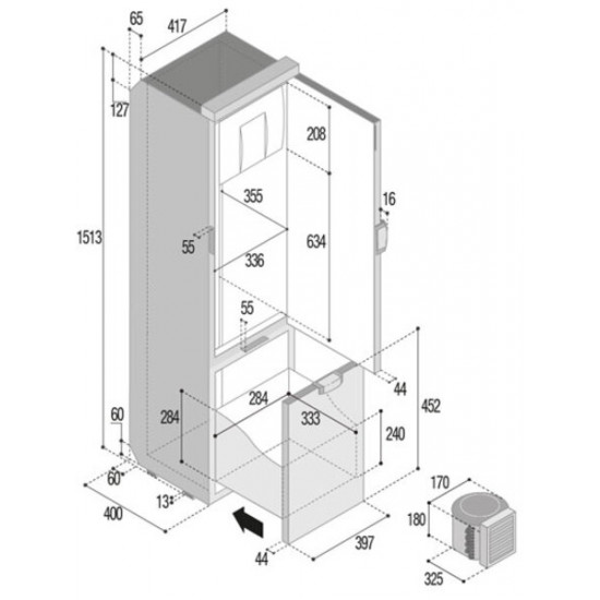 Slim 150 CHR refrigerator - 156 l - Grey