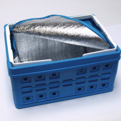32L folding box with cooler bag, blue/white