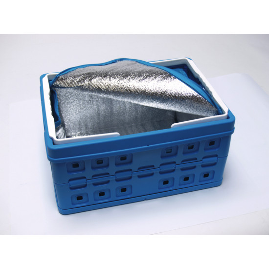 32L folding box with cooler bag, blue/white
