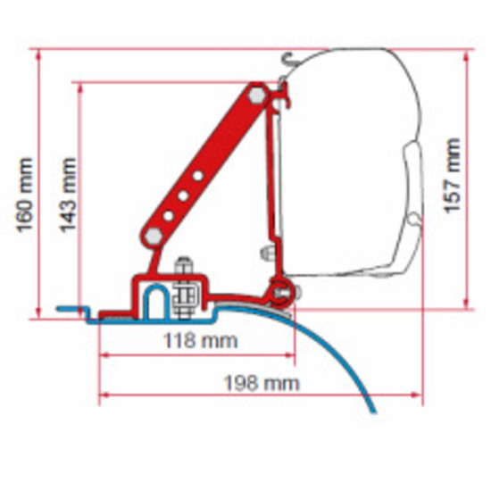 Fiamma awning adapter for F45 S / F45 L / Zip, vehicle type Ren. Traffic/Vivaro