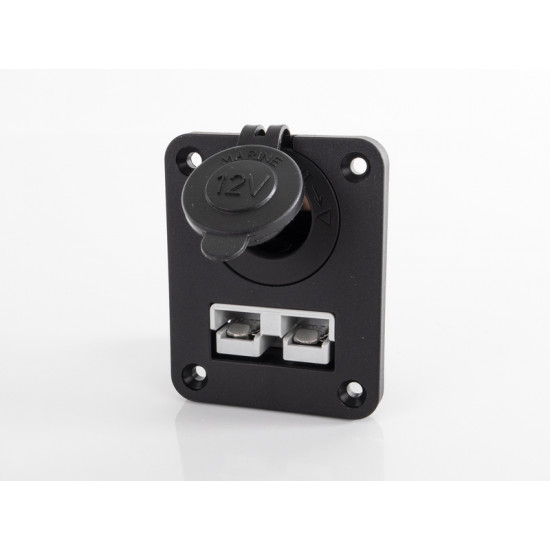 Mounting panel with 12V power socket and 50A connector (Anderson style)