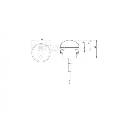 LED marker light, 6-33V, 0.6W, clear, 250 mm cable, IP67