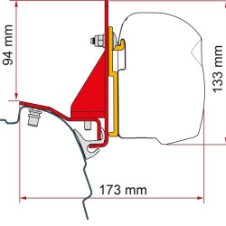 FIAMMA Awning adapter for F45 and F43van VW T5/T6/T6.1 with Reimo Multirail, Length : 8 cm,  Left and right hand drive, vehicle manufacturing year: 2003-