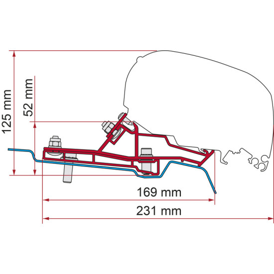 Fiamma Adapter F65 / F80 for Ford Transit Van H2 L2 - 290 cm - Left-hand drive
