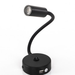 LED gooseneck lamp with USB and on/off switch