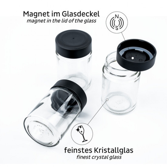 Gourmet magnetic jars BLACK & CLASSY - 192 ml