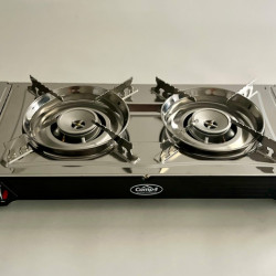 Gourmet Double Gas Cartridge Stove with Ignition Safety Device - 2-Burner Stove