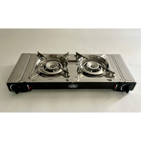 Gourmet Double Gas Cartridge Stove with Ignition Safety Device - 2-Burner Stove