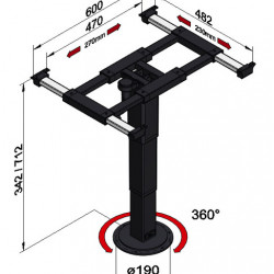 Single-column lifting table 342 - 712 mm