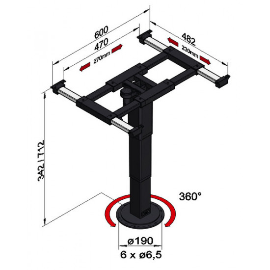 Single-column lifting table 342 - 712 mm