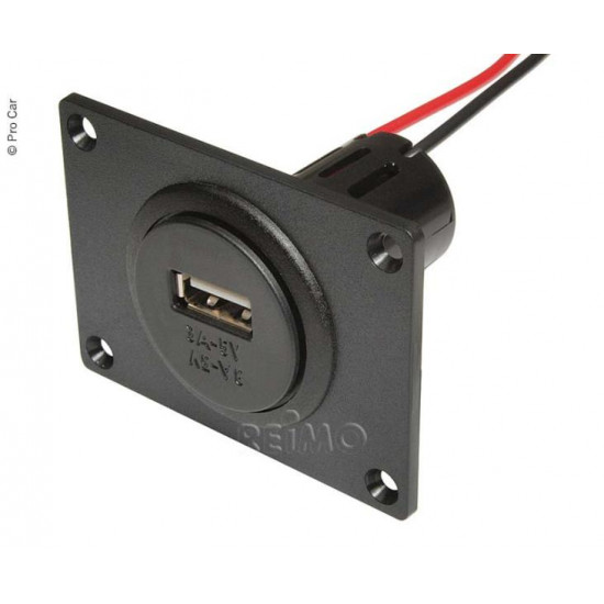 USB flush-mount socket 12-24/5V with USB 3A
