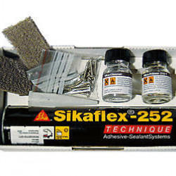 Adhesive kit for two solar panels