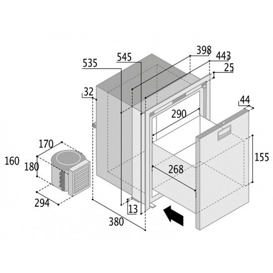 Stainless steel refrigerator C42LX - 42 l