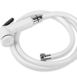 White shower set with shut-off lever, 150 cm