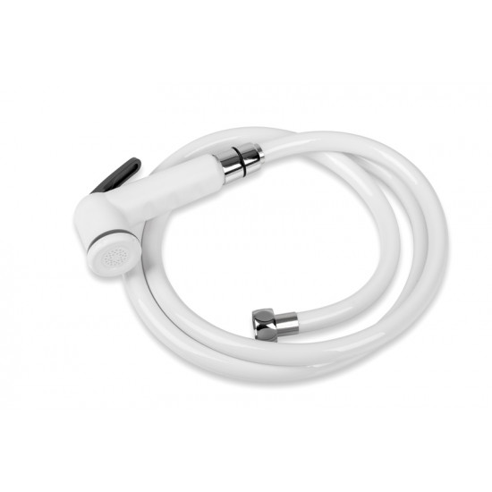 White shower set with shut-off lever, 150 cm
