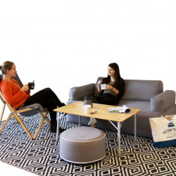 Camping table with bamboo top - 80 x 60 x 43/65 cm