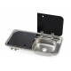 Cooker-sink combination – with 2-piece glass cover