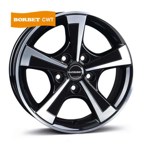 15" alloy wheel CWT Black polished glossy - For caravans or trailers