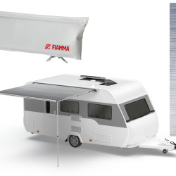 W 2000 x Extension 1800mm Fiamma CaravanStore Evo caravan awning for the awning rail, Colour: Royal Blue, Light Grey cover