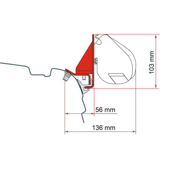 FIAMMA Mounting adapter for Fiamma F35 PRO - VW T5/T6, With Brandrup rain gutter, Deep Black