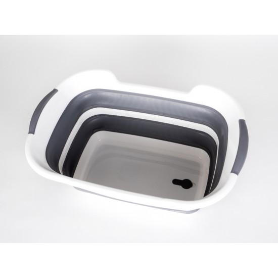 Foldable tub/basket with drain - Grey/White